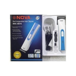 Nova 8870 Professional Hair & Beard Trimmer – Rechargeable, Cordless, Stainless Steel Blades (45 min Runtime