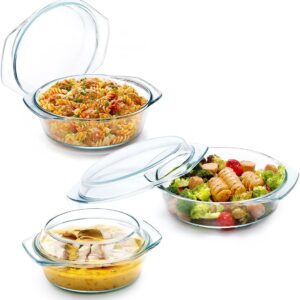 Signature 3 pcs Round Glass Casserole Set with Glass Lid  (SG-HBGC-3) (700/1000/1500ml)