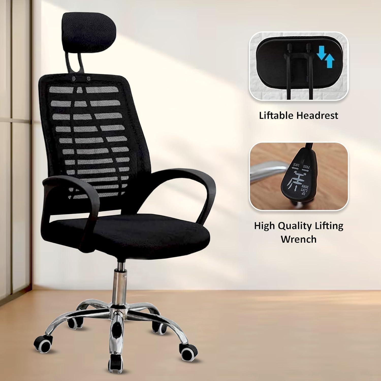 Ergonomic High Back Swivel Adjustable Office Chair with Headrest, Backrest & 4-Way Power Extension - Image 11