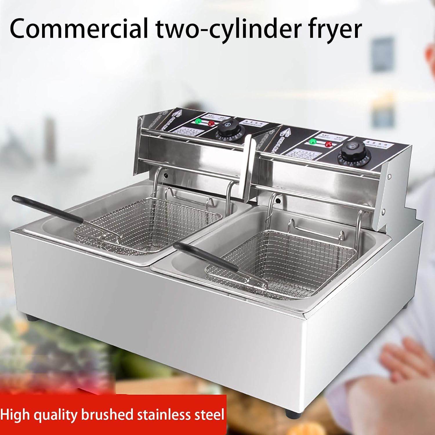 ECCO 2 Tank Commercial Deep Fryer 6+6L 2500W – Double Tank Electric Fryer with Commercial Chips Cutter - Image 7