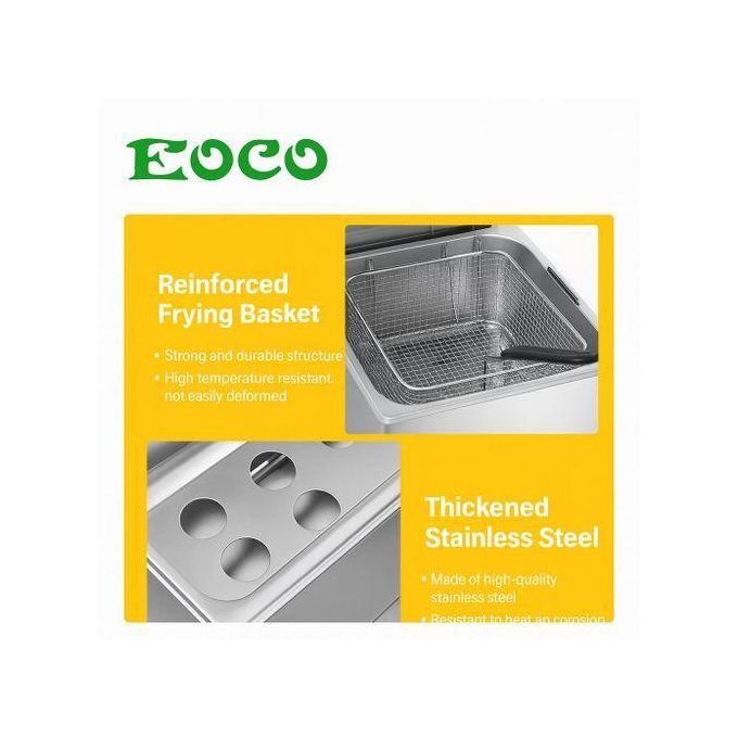 ECCO 2 Tank Commercial Deep Fryer 6+6L 2500W – Double Tank Electric Fryer with Commercial Chips Cutter - Image 13