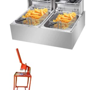 ECCO 2 Tank Commercial Deep Fryer 6+6L 2500W – Double Tank Electric Fryer with Commercial Chips Cutter
