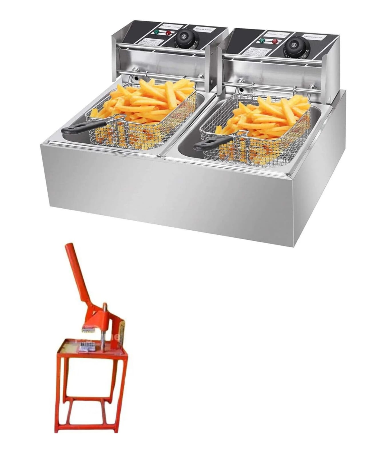 ECCO 2 Tank Commercial Deep Fryer 6+6L 2500W – Double Tank Electric Fryer with Commercial Chips Cutter