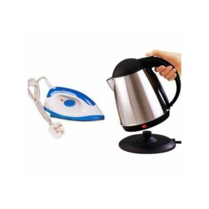 Ailyons HD 198A Electric Dry Iron & 2L Electric Kettle Set – 1000W Iron, 1500W Stainless Steel Kettle