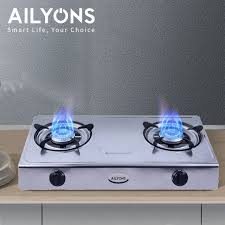 AILYONS GS017 Stainless Steel Double Burner Gas Stove Combo – Gas Pipe, 6Kg Regulator, 2L Electric Kettle, TYB-201 Blender & 4pcs Sufuria Set - Image 3