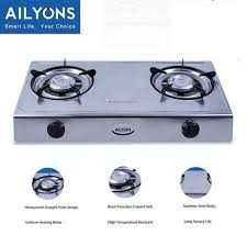 AILYONS GS017 Stainless Steel Double Burner Gas Stove Combo – Gas Pipe, 6Kg Regulator, 2L Electric Kettle, TYB-201 Blender & 4pcs Sufuria Set - Image 2