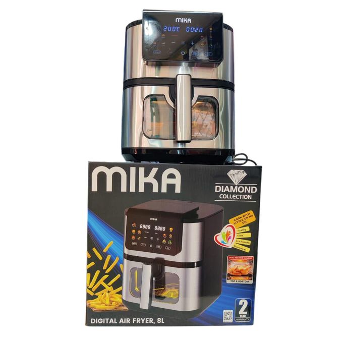 1 Generic Mika 8L Digital Air Fryer – Silver, Large Capacity