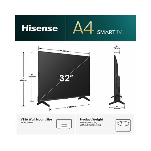 Hisense 43A4QKEN 43 Inch Full HD Smart TV – VIDAA Smart OS, AI Sports Mode, DTS Virtual:X, Black / Kenya - Image 5