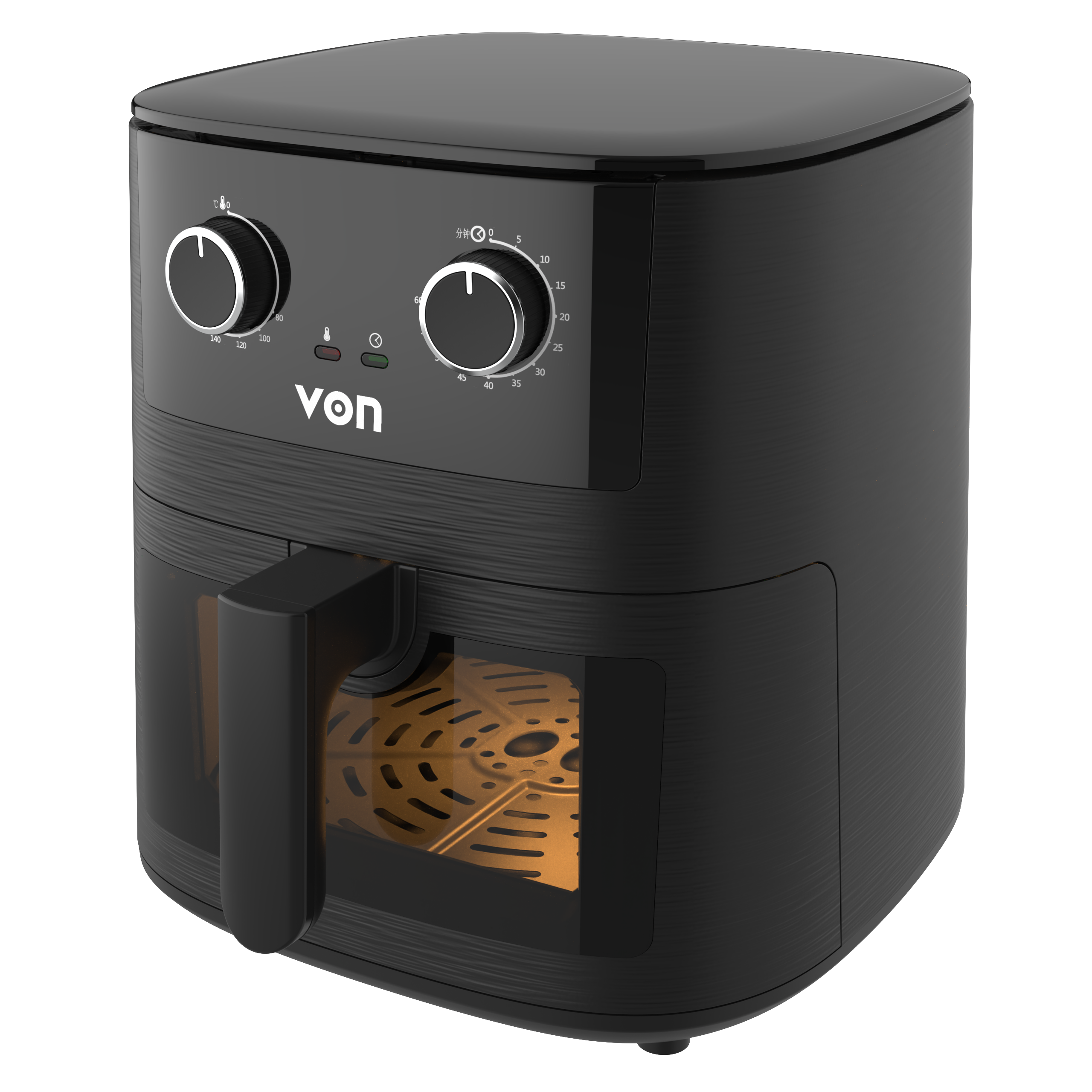 VON VAF065MCK Manual Air Fryer 6.5L – 1650W Large Capacity Air Fryer with Viewing Window