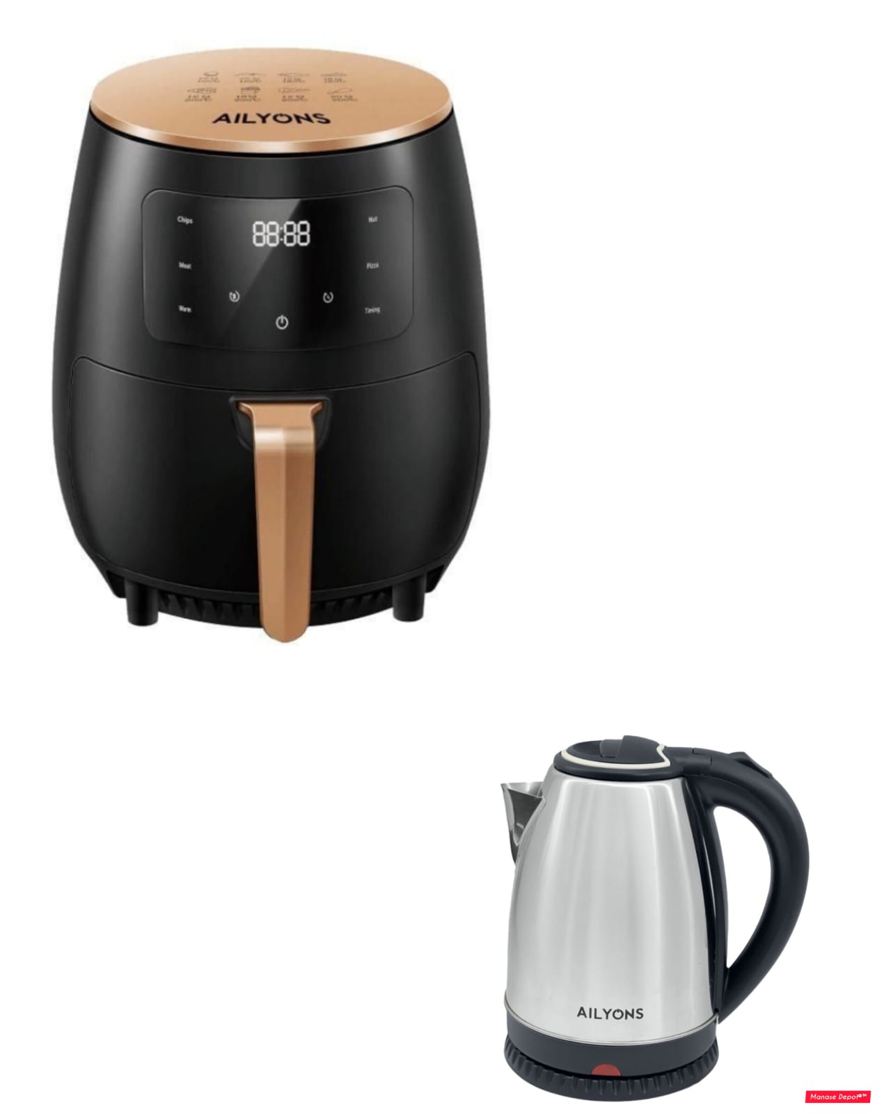 Ailyons 6L Air Fryer Combo – 2L Stainless Steel Electric Kettle Included