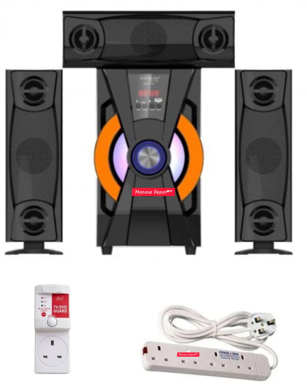 Vitron 642 3.1 Woofer System Combo – TV Guard & 4 Way Power Extension Included - Image 9