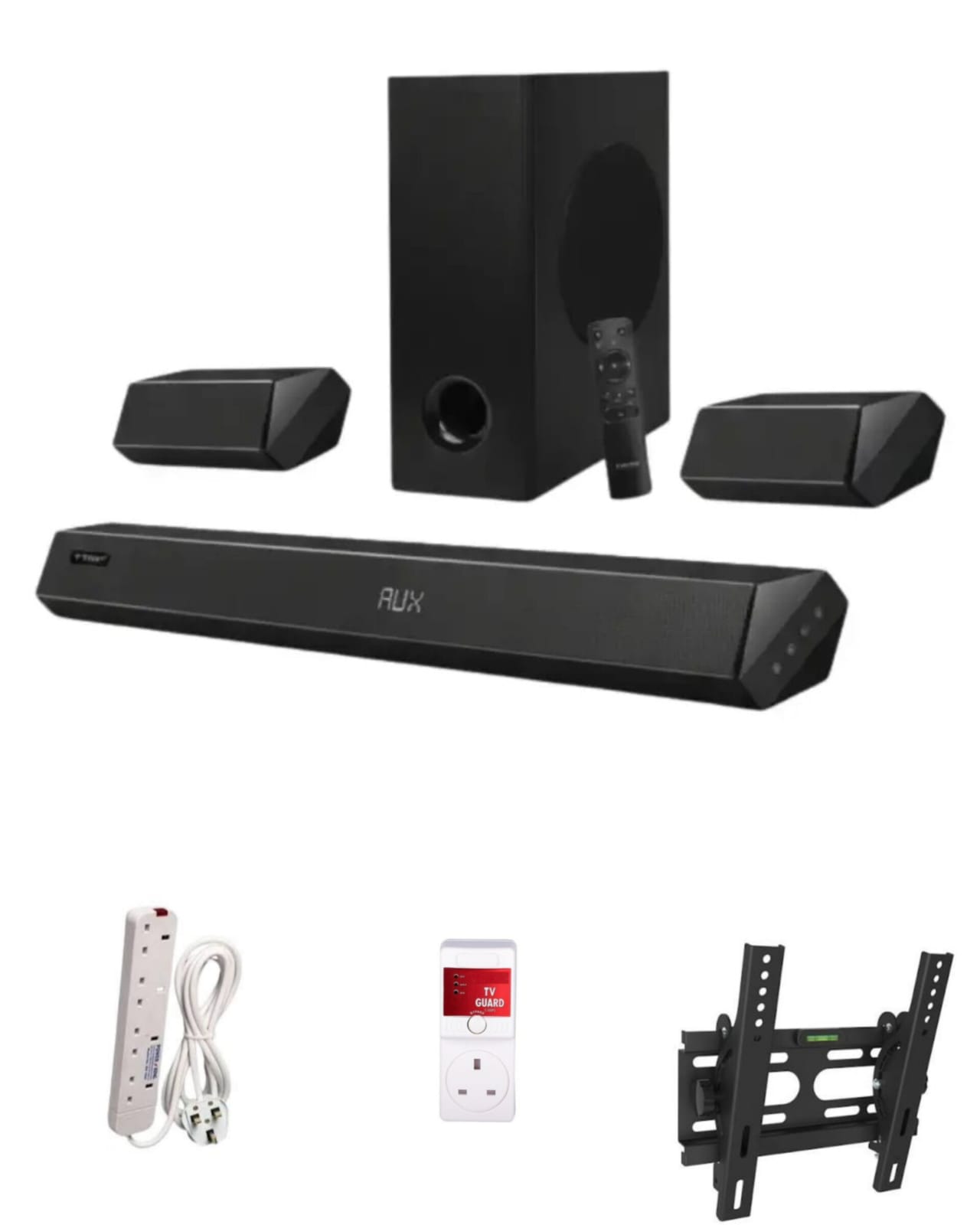 Vitron V535SB 5.1 Wired Sound Bar System – 11500W PMPO Home Theatre with 4 Way Power Extension, TV Guard & 14"–43" TV Wall Bracket