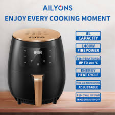 AILYONS AF-389 Air Fryer 5L–5.5L 1400W – Adjustable Temperature, Non-Stick Basket & Rapid Air Cooking - Image 2