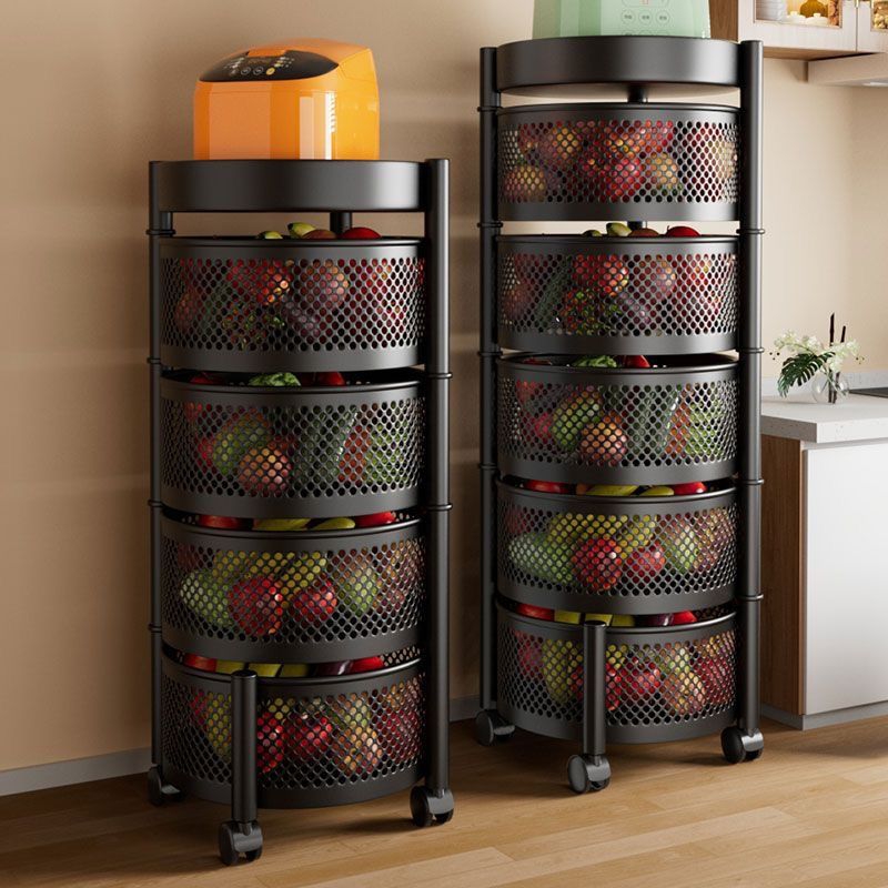 5-tier rolling fruit and vegetable storage basket rack with lockable wheels for kitchen organization in Kenya