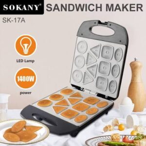 SOKANY SK-17A 1400W electric biscuit machine with non-stick plates for biscuits, waffles, sandwiches, and snacks in Kenya